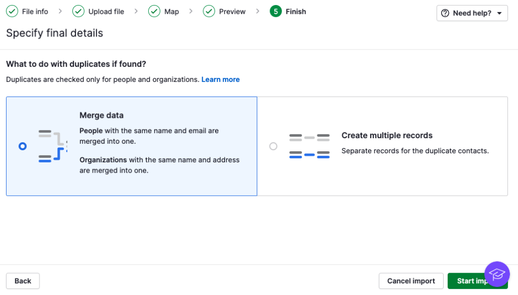 Pipedrive data import