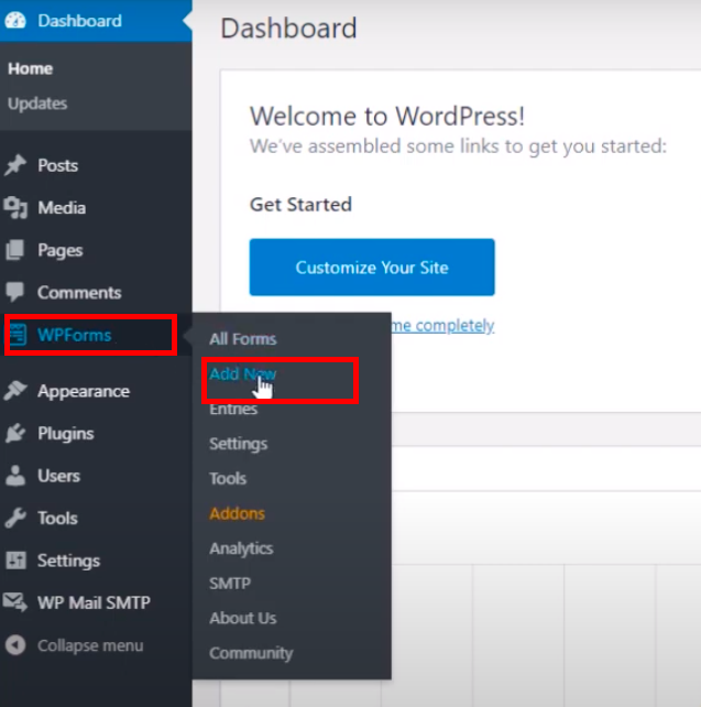 WordPress New Form