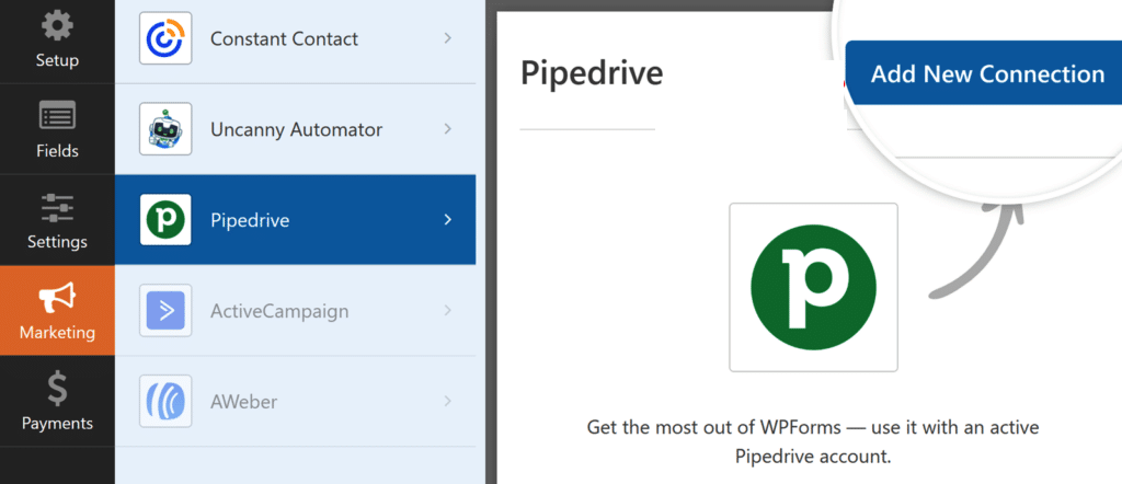 Pipedrive add new connection