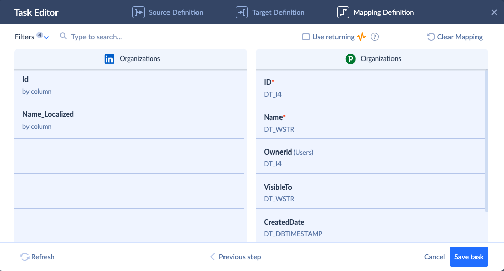 LinkedIn Pipedrive data mapping