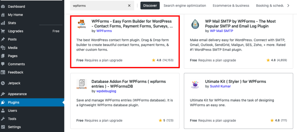 WPForms plugin