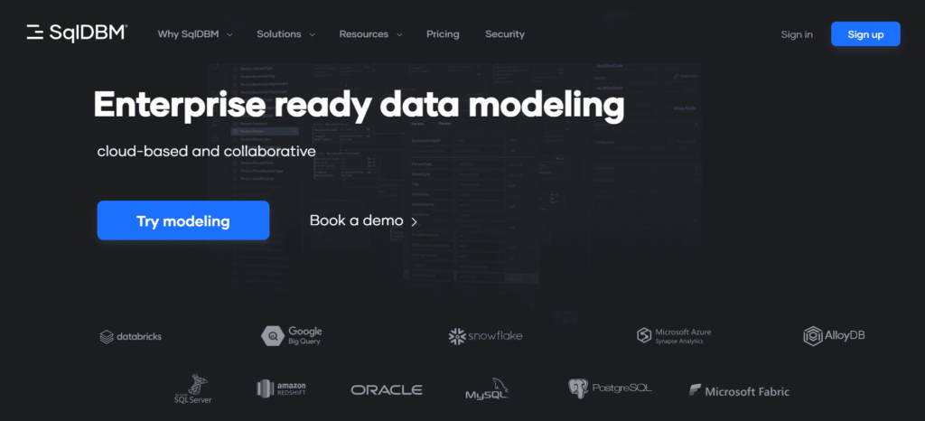 SQLDBM Main Page