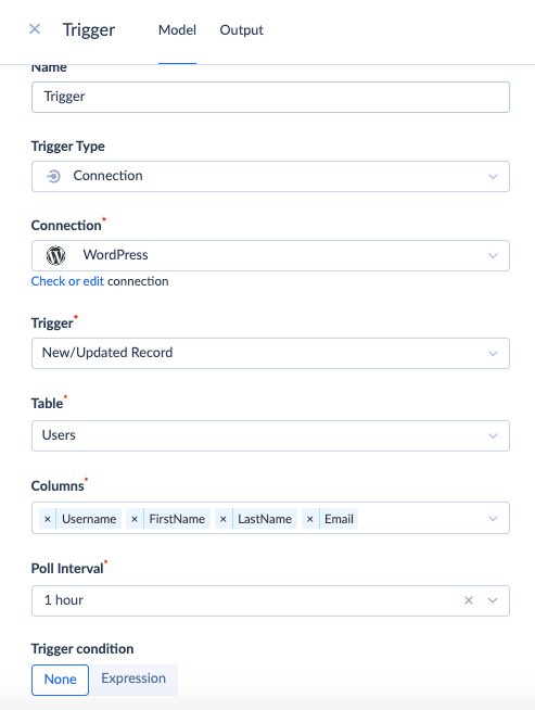 Trigger settings
