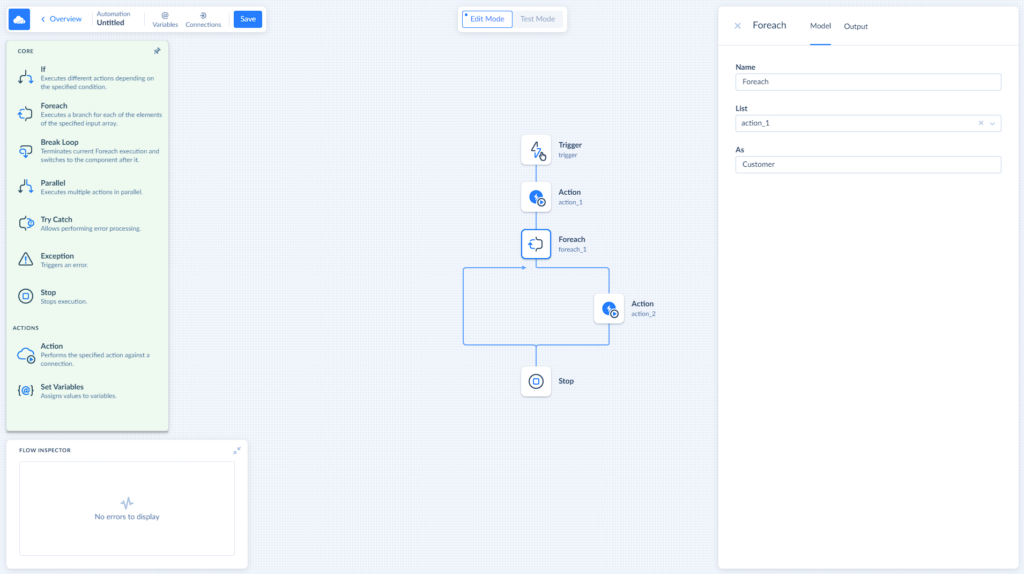 Skyvia Automation components pane