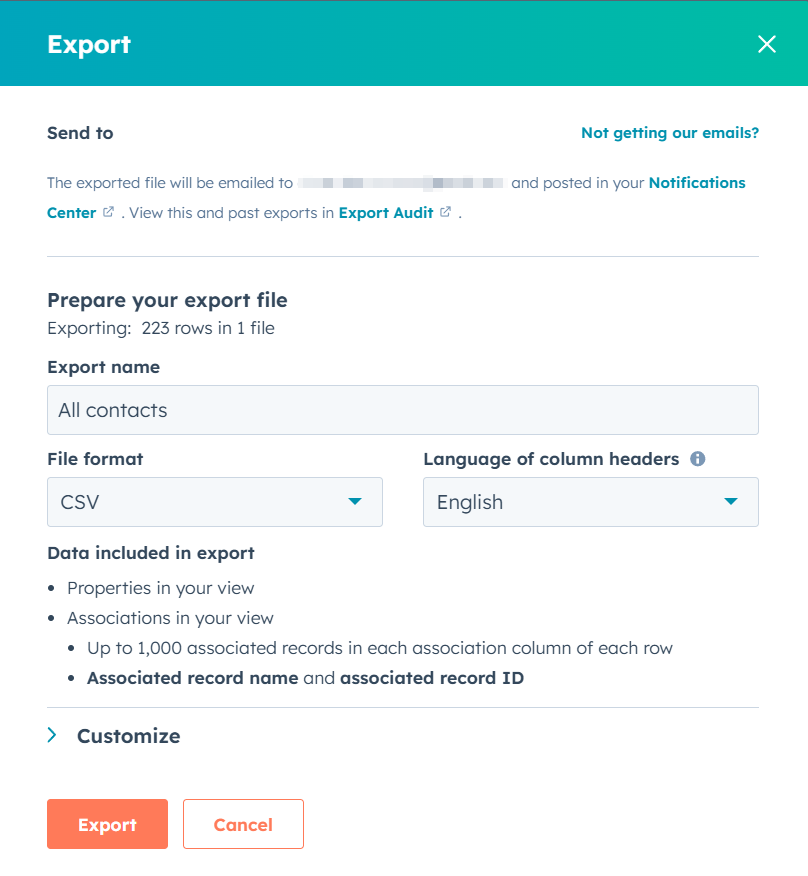 Data Export HubSpot