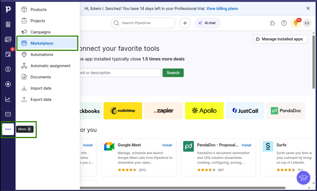 Pipedrive marketplace