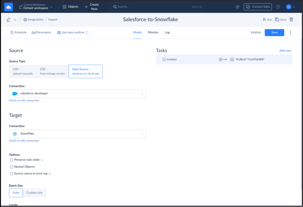 Salesforce to Snowflake import