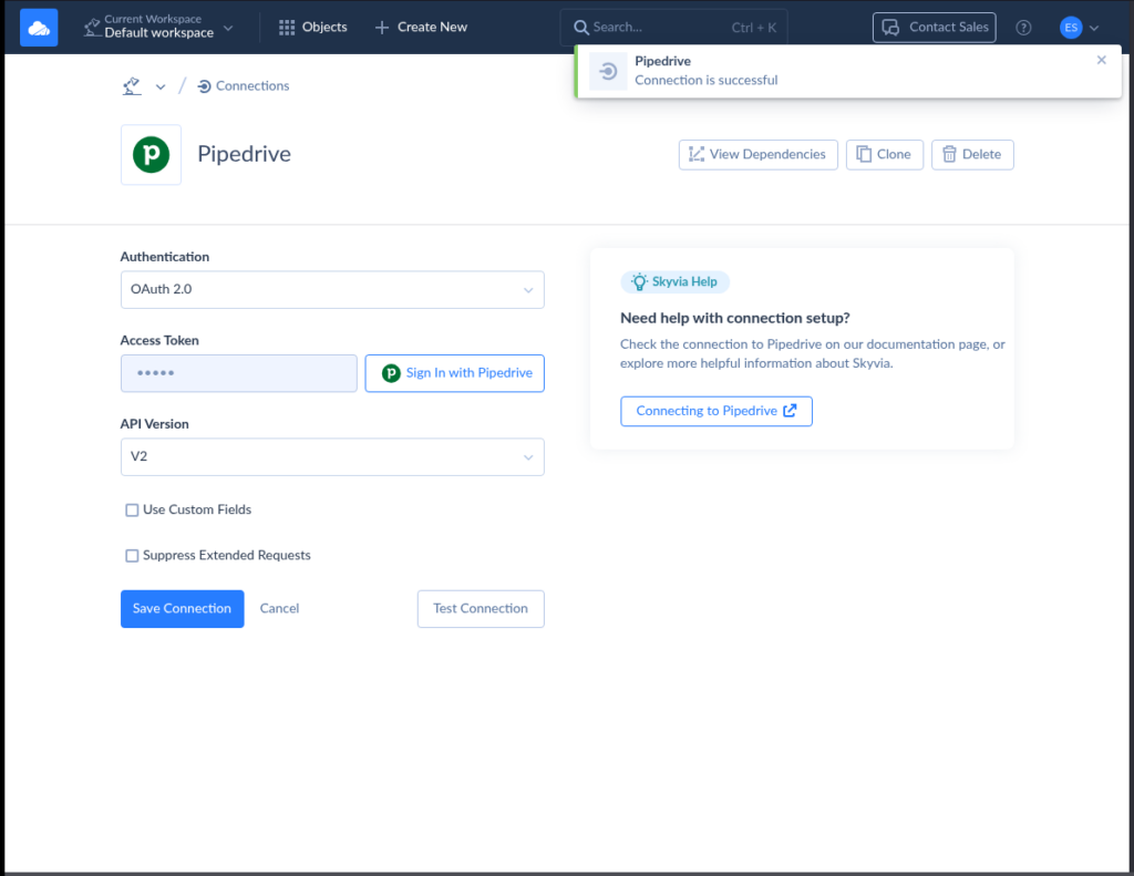 Pipedrive connection
