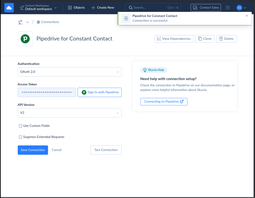 Pipedrive connection