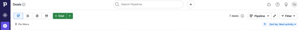 Pipedrive menu