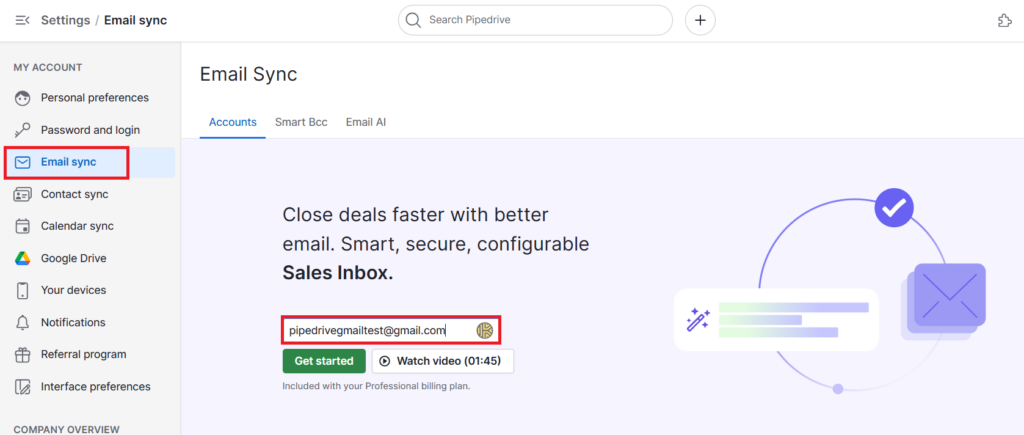 Pipedrive Email sync