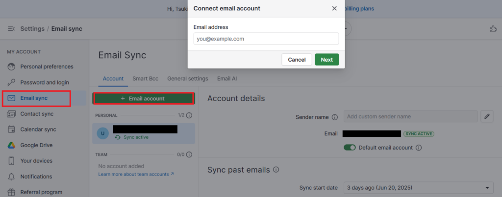 Adding new accounts via Pipedrive Email Sync