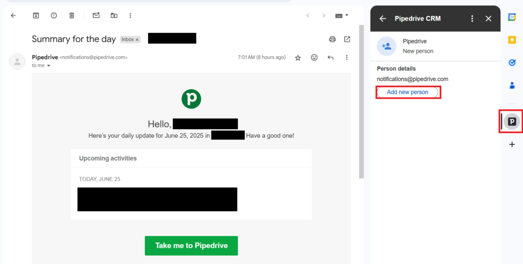 Pipedrive Gmail Add-on