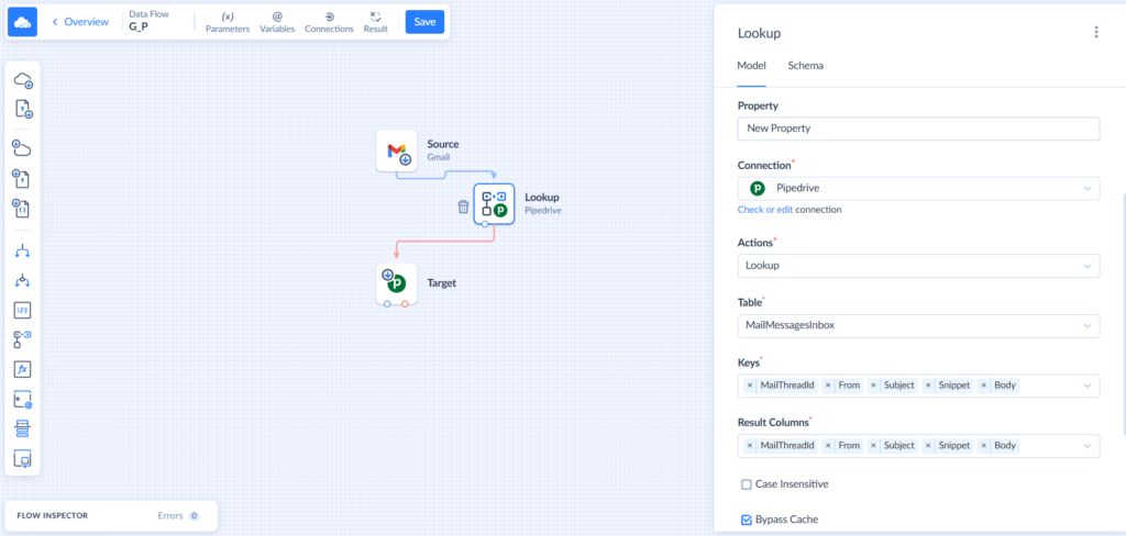 Lookup block in Skyvia Data Flow
