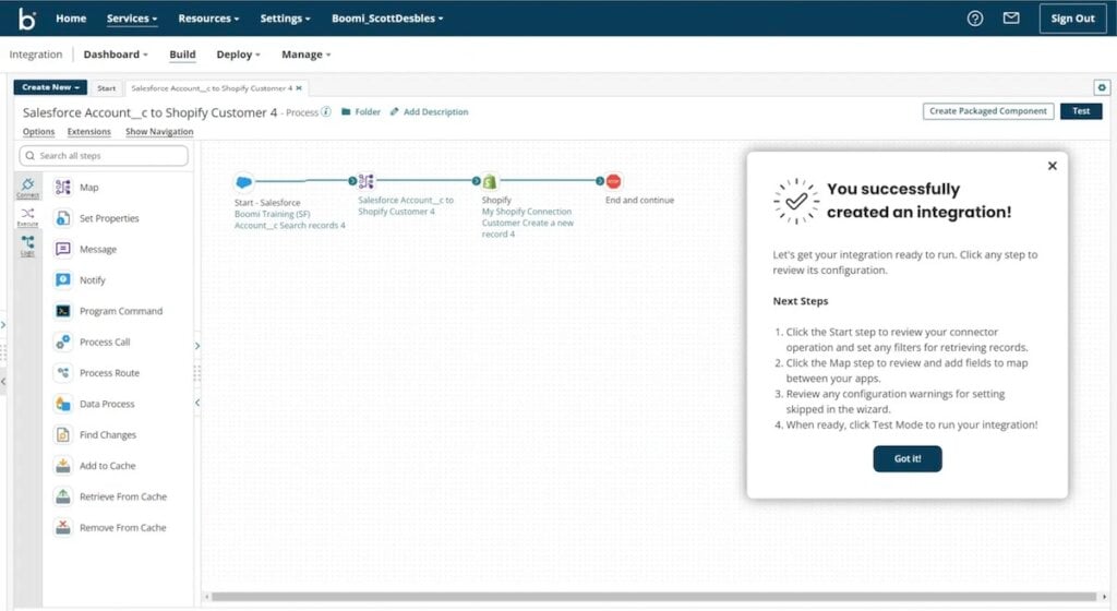 Boomi web interface