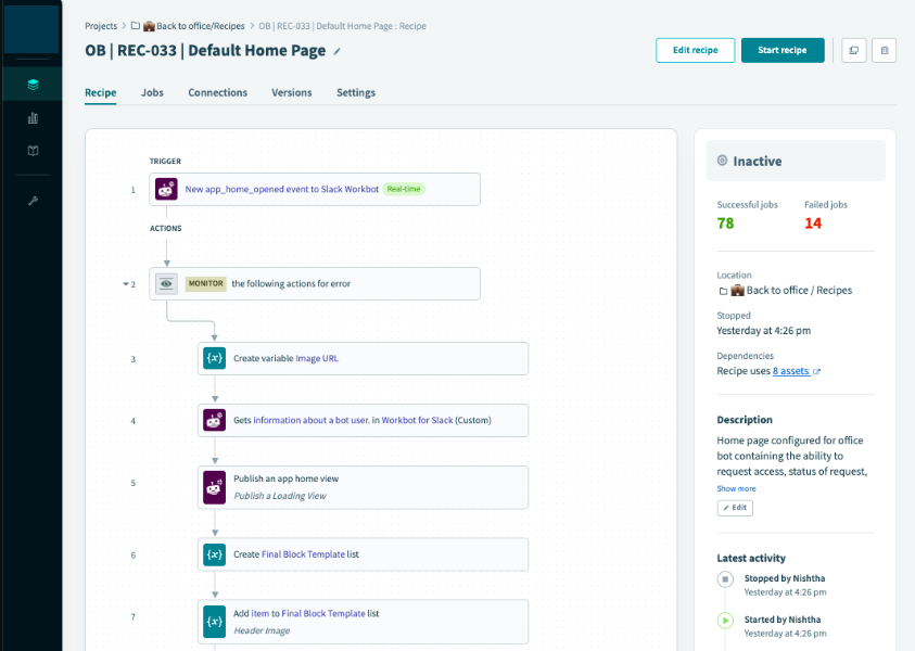 Workato web interface