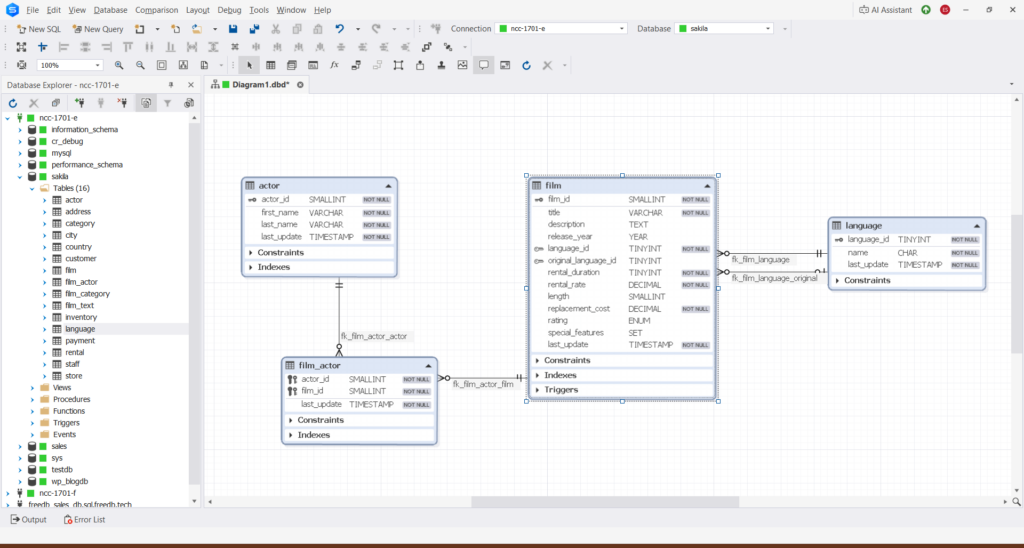 MySQL database example