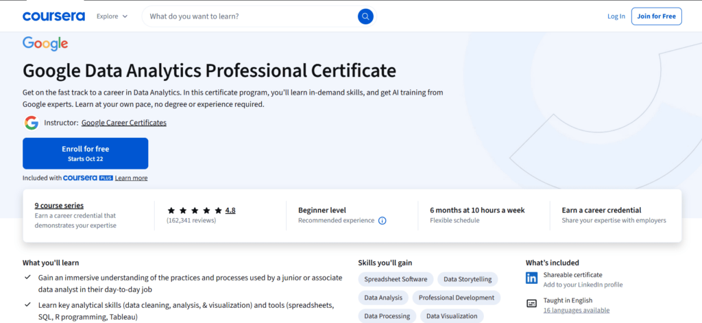 Google Data Analytics Professional Certificate 