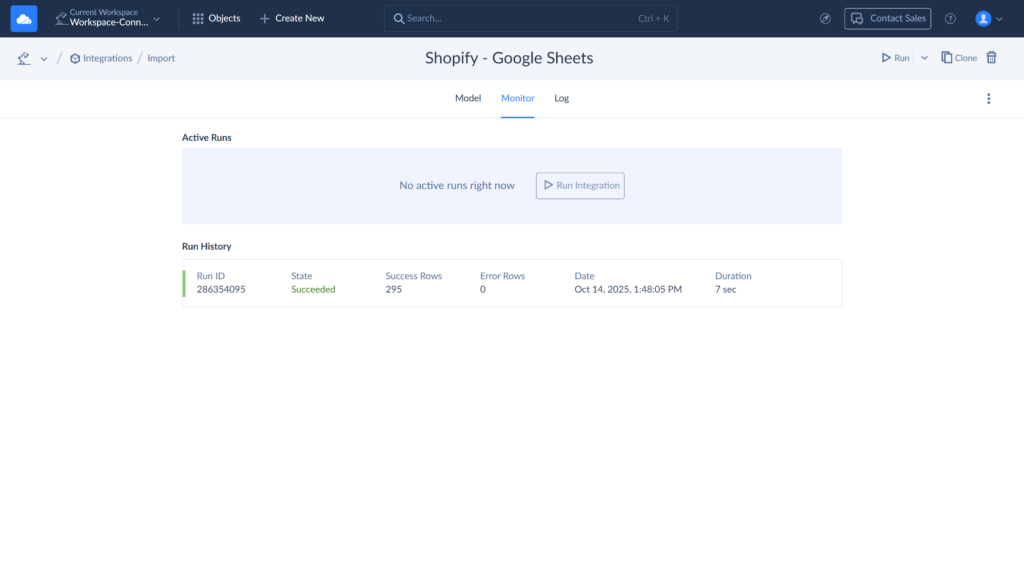 Shopify to Google Sheets monitoring