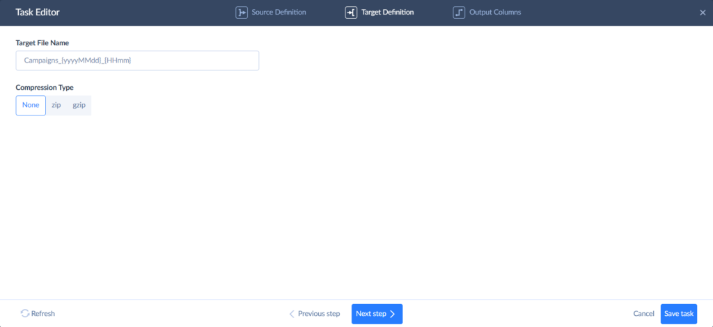 Target Definition for Skyvia Export