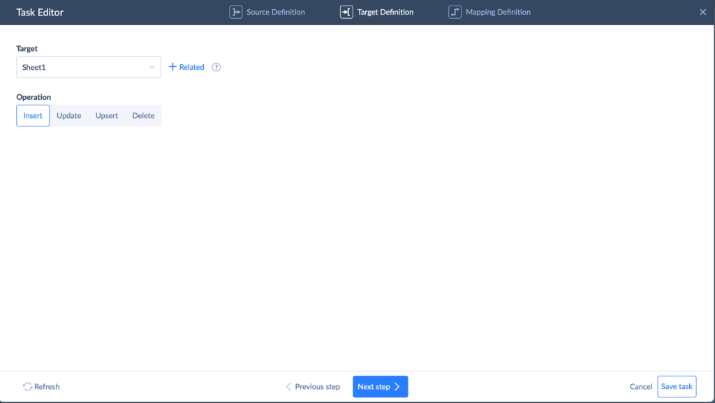Target Definition in Skyvia Import