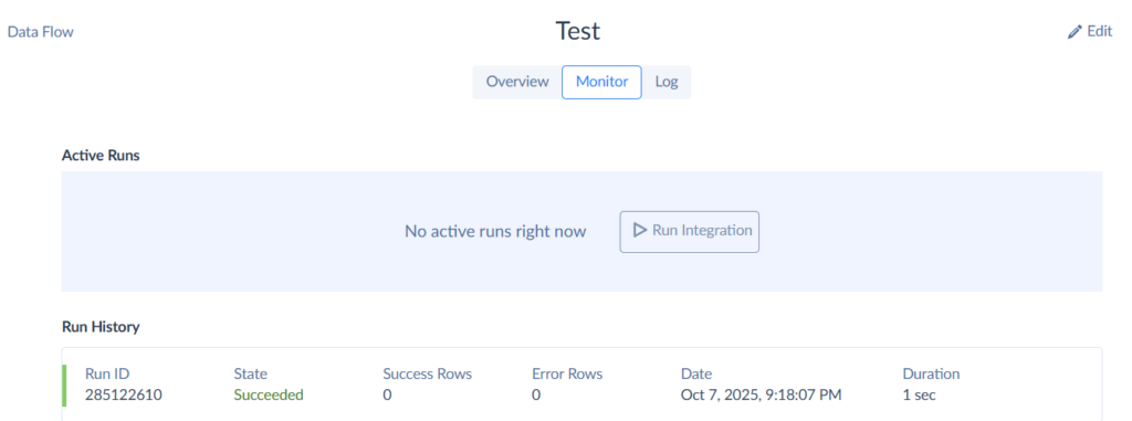 Monitor Tab in Skyvia Data Flow