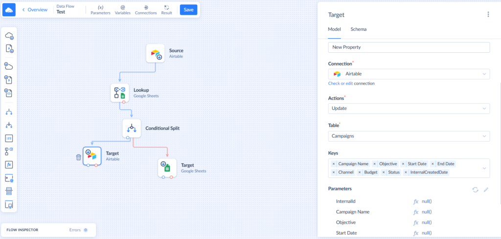 Target Settings in Skyvia Data Flow