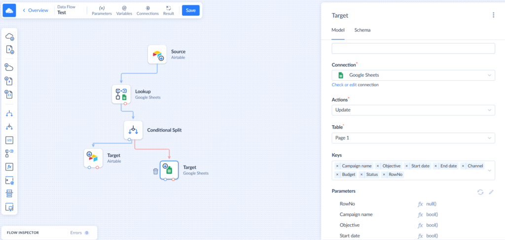 Target Component in Skyvia Data Flow