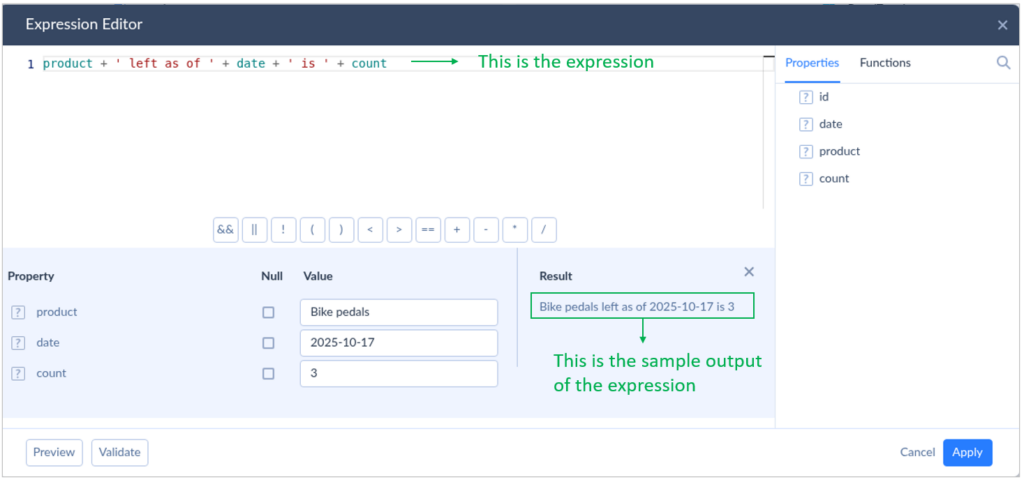 Skyvia Expression editor