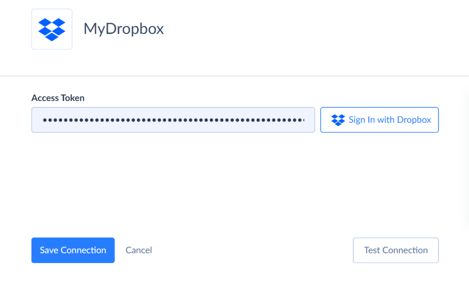 How to Set Up MyDropbox Connection in Skyvia Skyvia MyDropbox Connection