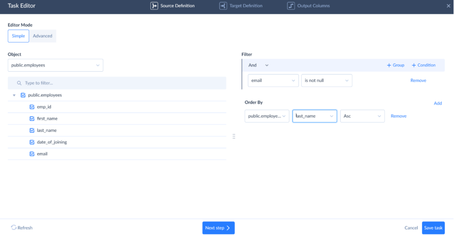 How to Define a Source for Data Export from PostgreSQL to CSV on MyDropbox in Skyvia Defining a Source for Data Export from PostgreSQL to CSV on MyDropbox in Skyvia