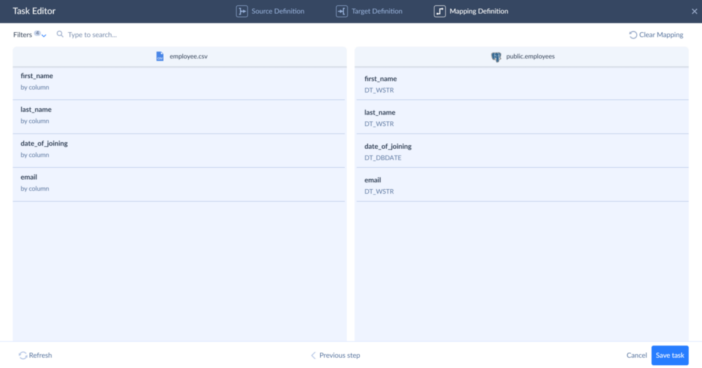 How to map a CSV file into PostgreSQL in Skyvia Skyvia Import Mapping