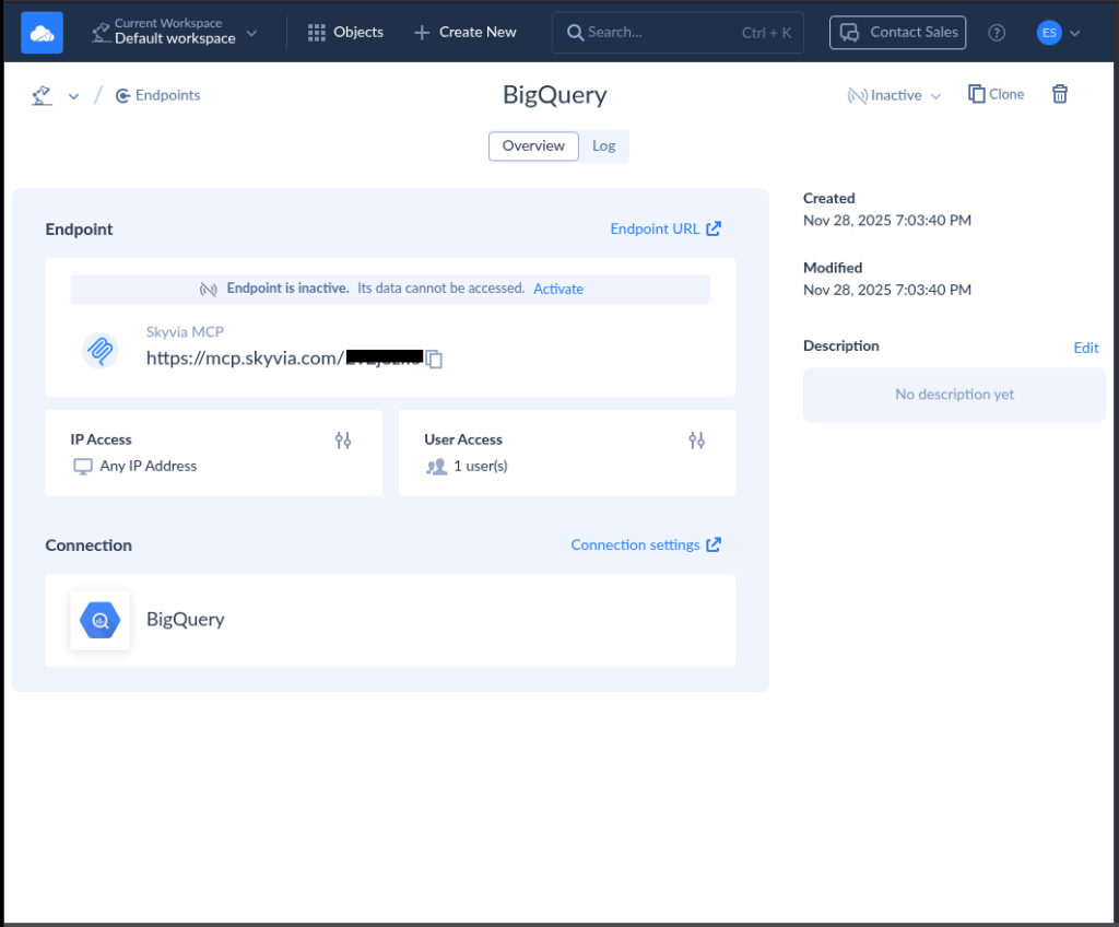 Skyvia MCP Server BigQuery