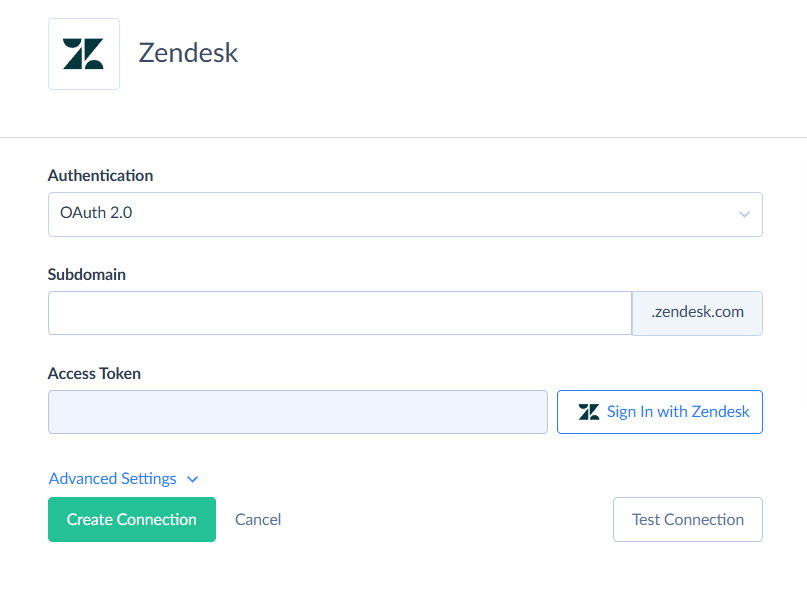 Zendesk connection by Skyvia