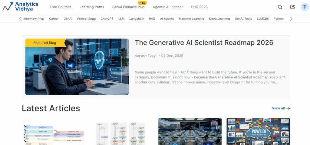 Analytics Vidhya - Machine Learning, AI & Data Science Blog Analytics Vidhya blog homepage