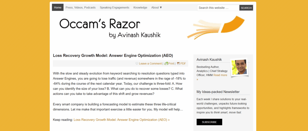 Occam's Razor by Avinash Kaushik - Digital Analytics & Marketing Insights Occam's Razor blog by Avinash Kaushik