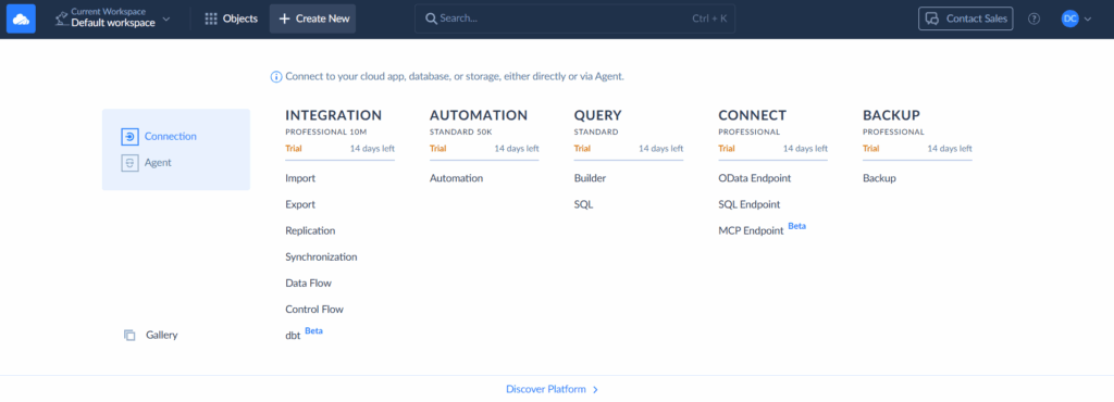 How to Create a New Connection in Skyvia via +Create New Menu Creating New Connection in Skyvia