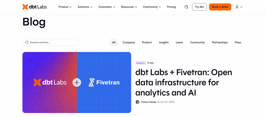 dbt Labs Blog - Data Analytics and Engineering Insights dbt Labs blog homepage