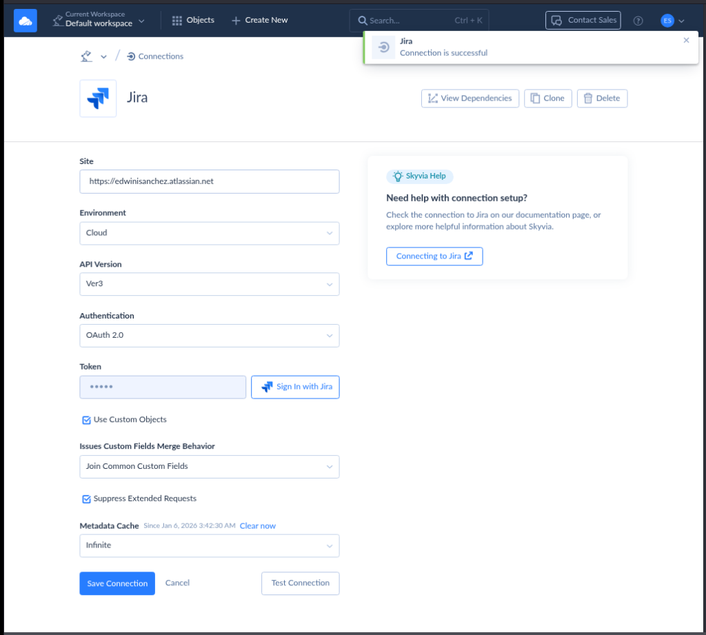 Jira connection by Skyvia