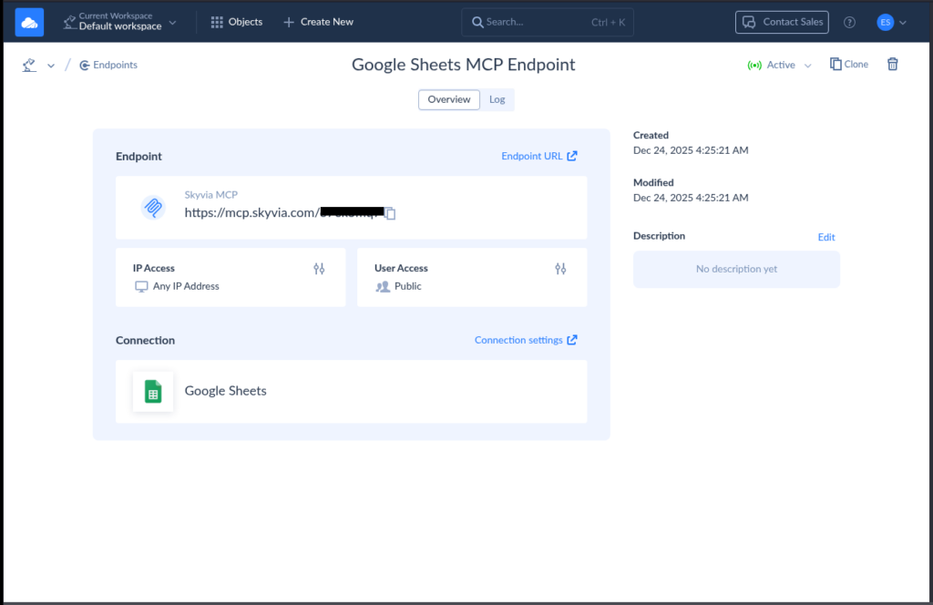 Generated Endpoint URL